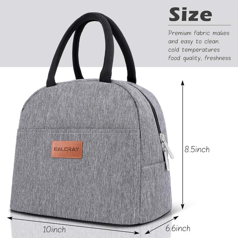 BALORAY Lunch Bag for Women Men Insulated Lunch Box for Adult Reusable Lunch Tote Bag for Work, Picnic or Travel (Grey) - Image 4